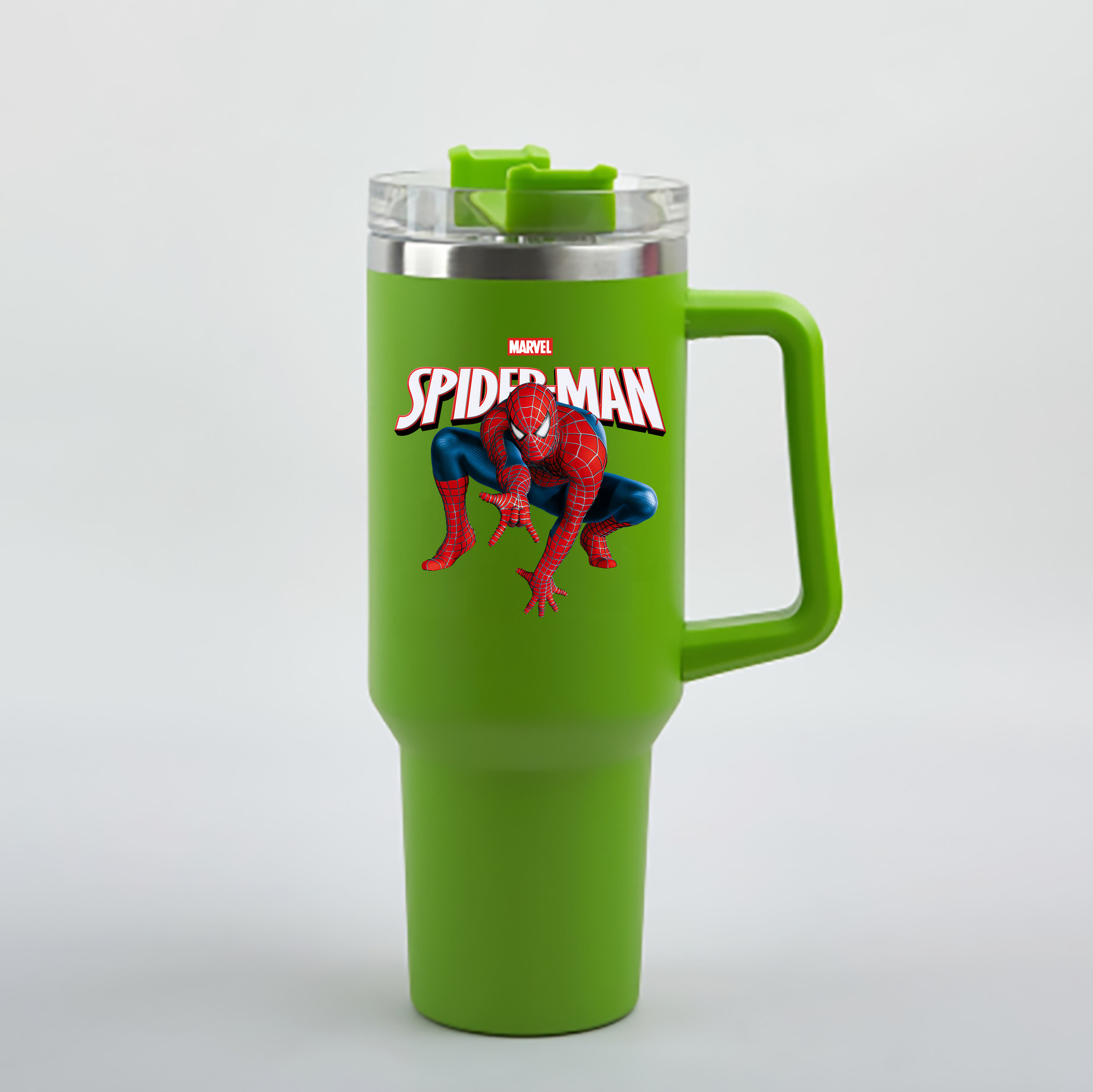 （画像用） Spider Man スパイダーマン 1200mL車用タンブラー - クリスタルステッカー（プラスチックストロー付き）